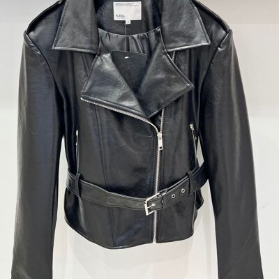 3501 Fitted faux leather biker jacket