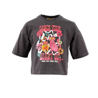 Katzen-T-Shirt – Mausgrau