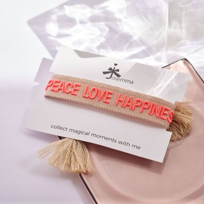 Peace Love Happiness Statement Bracelet