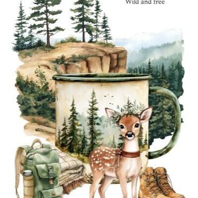 Sustainable postcard wild and free deer