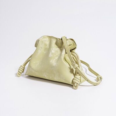 Satin Effect Leather Drawstring Pouch Bag