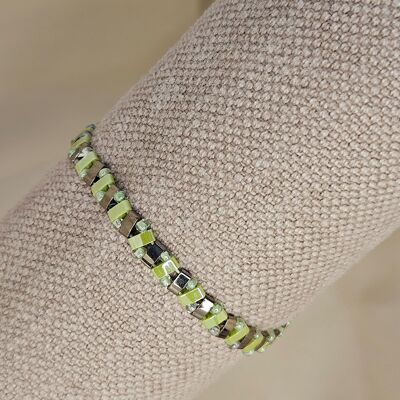 Chartreuse green and silver Croitila bracelet