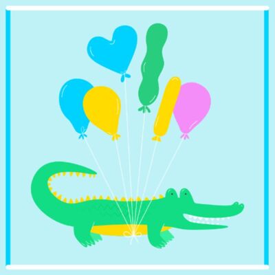 Serviettes en papier ballons crocodile conçues par Jade Wheaton