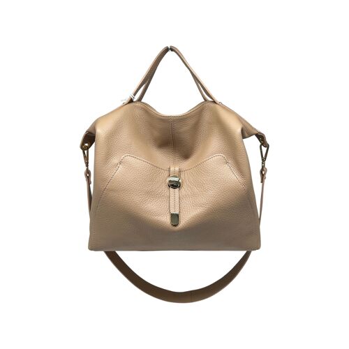 SAC A MAIN EN CUIR GRAINE SARA NUDE