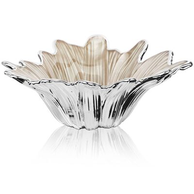 Colored and Silver Glass Bowl 18x18 cm "Girasole Nude" Line
