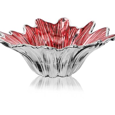 Colored and Silver Glass Bowl 18x18 cm "Girasole Flame" Line