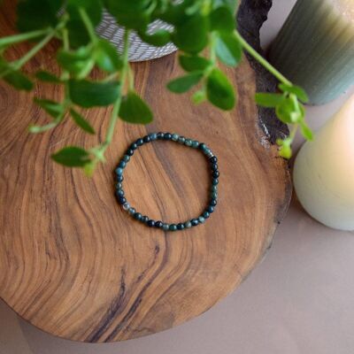 Moss Agate Bracelet Round Beads 4 mm