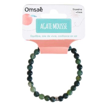 Bracelet Agate Mousse Perles rondes 6 mm 4