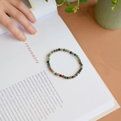 Bracelet Agate Multicolore Perles rondes 4 mm
