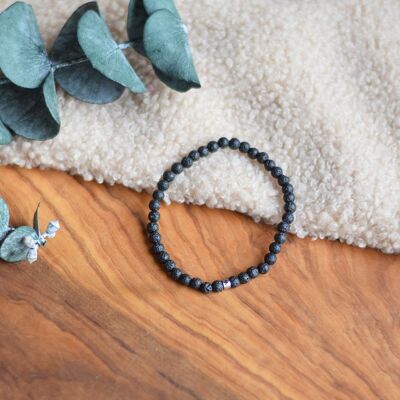 Lava stone bracelet Round beads 4 mm