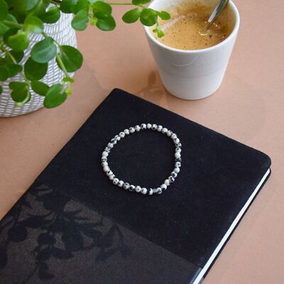 Dalmatiner-Jaspis-Armband, runde Perlen, 4 mm
