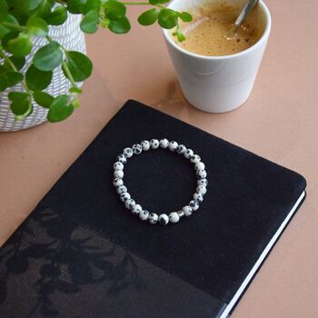 Bracelet Jaspe Dalmatien Perles rondes 6 mm 1