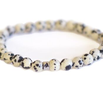 Bracelet Jaspe Dalmatien Perles rondes 6 mm 3