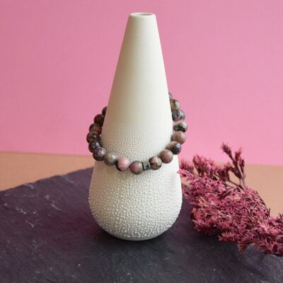 Rhodonit-Armband, runde Perlen, 8 mm