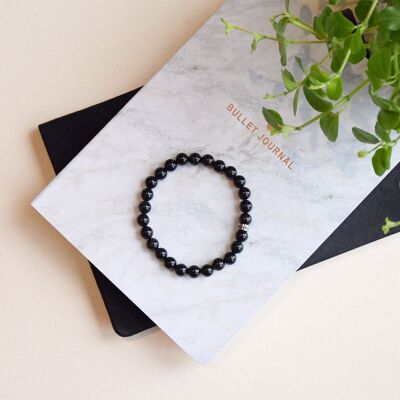 Onyx-Armband, runde Perlen, 8 mm breit, Handgelenk