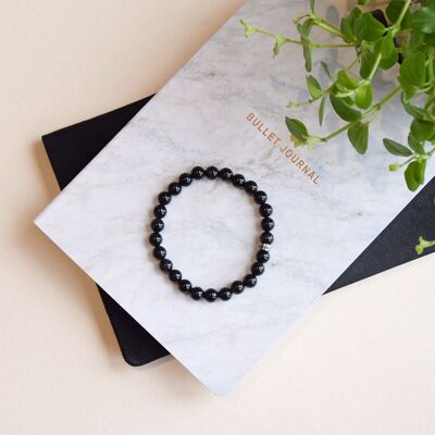 Bracelet Onyx Perles rondes 8 mm Poignet large