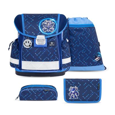 Set mochila escolar Classy Navy Blue Tech 4 piezas