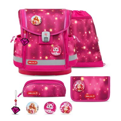 Set mochila escolar Classy Plus Estrella Rosa 5 piezas