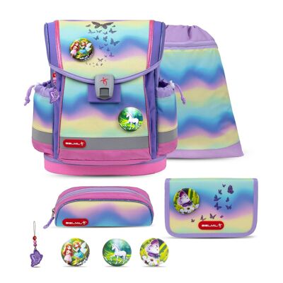 Set mochila escolar Classy Plus Rainbow Ombre 5 piezas