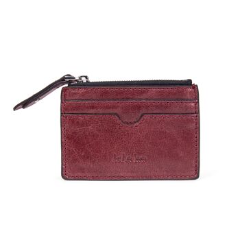 Porte-monnaie en cuir Anyssa couleur vin