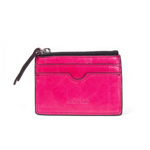 Porte-monnaie en cuir Anyssa couleur fuchsia