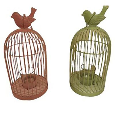 METAL LANTERN FOR TEA "BIRDS" IN 2 SPRING COLORS DIMENSION: 27x12x12cm CT-514