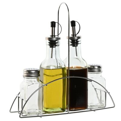 OIL VINEGAR CONTAINER SET 4 GLASS 22.5X6X23 300ML PC212170