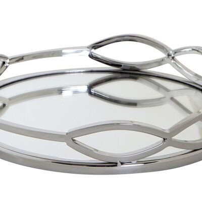 GLASS STEEL TRAY 28X28X5 SILVER CHROME PLATED BD182429