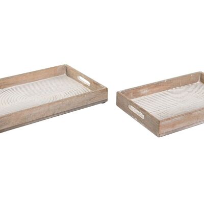 BANDEJA SET 2 MANGO MDF 44X29X5 ONDA DECAPE BLANCO BD208824