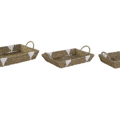 BANDEJA SET 3 SEAGRASS METAL 51X30,5X13 NATURAL BD209060