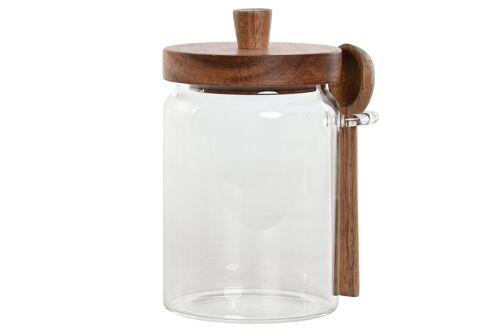 BOTE BOROSILICATO ACACIA 13X9X16,5 650ML CUCHARA PC212589