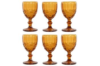 SET DE TASSES 6 VERRES 8X8X15,5 240ML AMBRE RELIEF PC211455 1