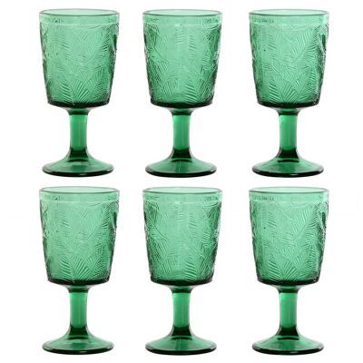 COPA SET 6 CRISTAL 8X8X15,5 285ML HOJAS RELIEVE PC211452