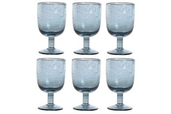 SET DE TASSES 6 VERRES 8X8X14 300ML BULLES BLEUES PC212515 1