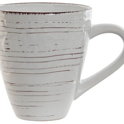 MUG GRES 13X9,5X10,5 400ML RELIEVE BLANCO PC211462