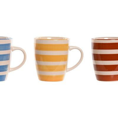 EARTHENESS MUG 12.5X8.5X11 360 ML, STRIPES 3 ASSORT. PC211796