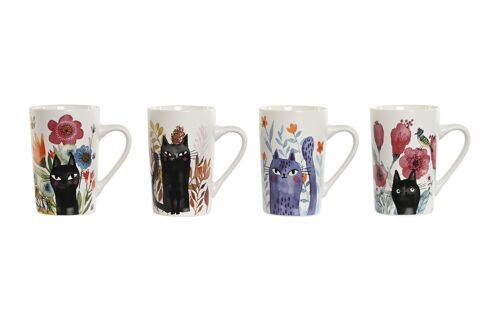 MUG PORCELANA 11,5X8X12 385ML, GATO 4 SURT. PC209502