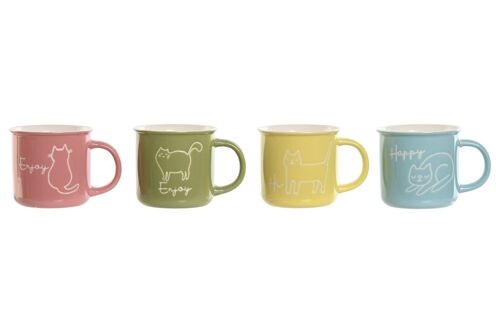 MUG PORCELANA 12,5X9,8X8,5 360ML, GATOS 4 SURT. PC211997