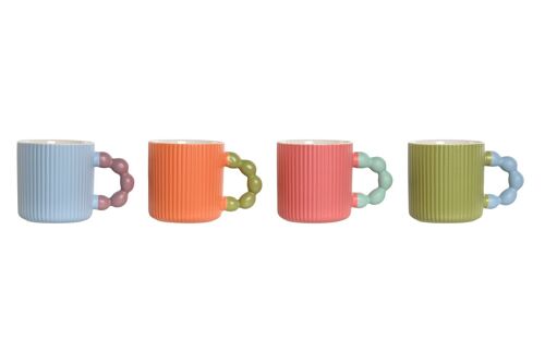 MUG PORCELANA 21,5X8,5X9 350ML. BOLITAS 4 SURT. PC211629