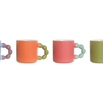 MUG PORCELANA 21,5X8,5X9 350ML. BOLITAS 4 SURT. PC211629