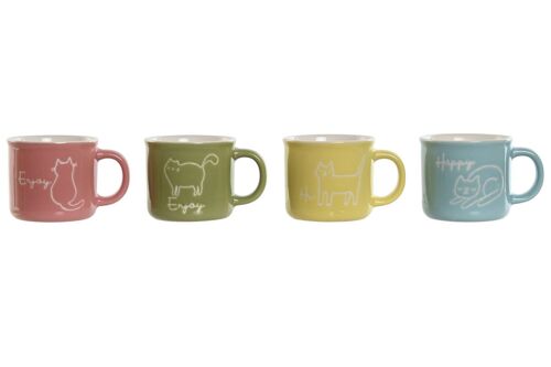 MUG PORCELANA 8,5X6,5X5,5 70ML GATOS 4 SURT. PC211998