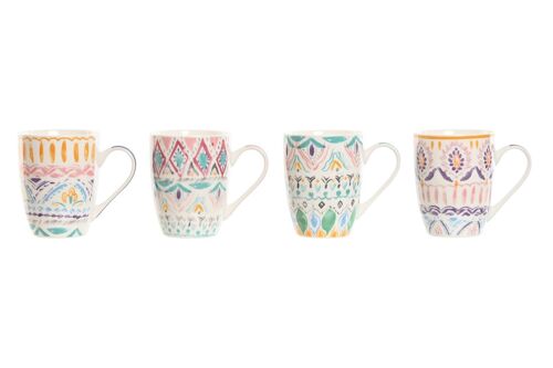 MUG PORCELANA 9X7,6X10,6 400ML, BOHO 4 SURT. PC212595