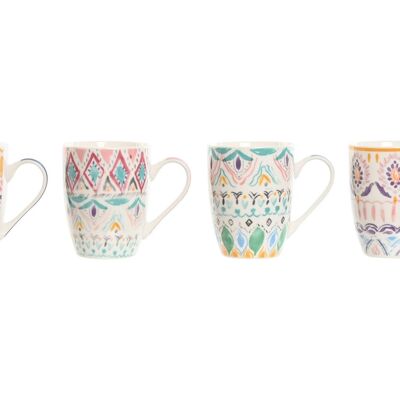 MUG PORCELAINE 9X7,6X10,6 400ML, BOHO 4 SURT. PC212595