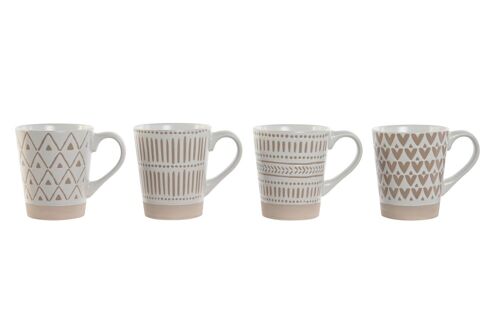 MUG SET 4 GRES 9X7X10,6 360ML MATE BLANCO PC210527