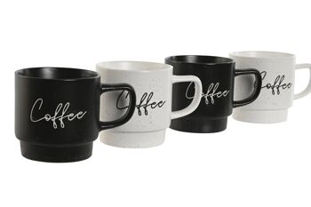 SET DE 4 TASSES PORCELAINE MÉTAL 13X9X9 380ML, CAFÉ PC209505 2