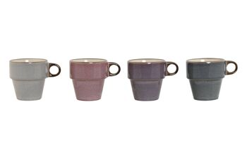 MUG SET 4 GRÈS MÉTAL 12X12X21,5 220 OR BLEU PC209513 2