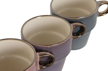 MUG SET 4 GRÈS MÉTAL 12X12X21,5 220 OR BLEU PC209513 4