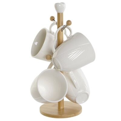 TAZZE SET 5 BAMBÙ PORCELLANA 13X13X31 350ML BIANCO PC207772