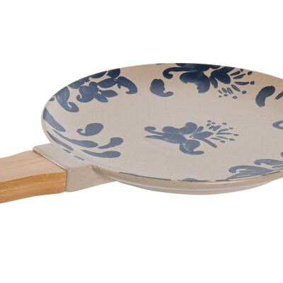 ASSIETTE GRÈS BAMBOU 30,5X20,5X2,5 MANCHE BLEU FLORAL PC209966