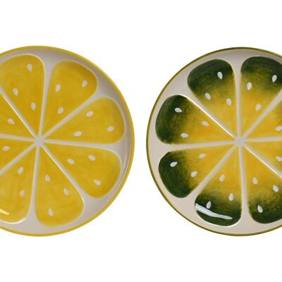 STONEWARE PLATE 28X28X3 LEMON 2 SURT. PC211820